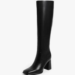 Modatope Black Chunky Heel Knee High Boot Size 8
