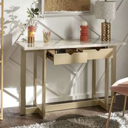 Console Table  Desk Marble Top and Power Outlet 