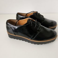 ALDO Women's Lovirede Oxford Wedge Shoes, Black Patent, Size 7.5

