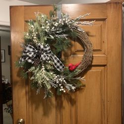 Beautiful Handmade Christmas/Winter Wreath with Cardinal