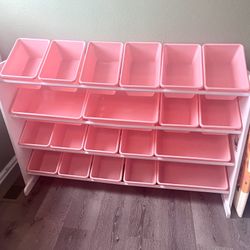 XL Pink/white Toy Bin Organizer