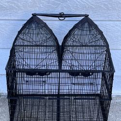 Hanging Or Tabletop Double Domed Iron Bird Cage 28” H x 25” W x 13” D