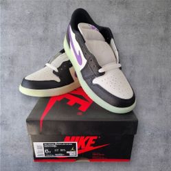New Nike Air Jordan 1 Low OG GS Black White Purple 6Y