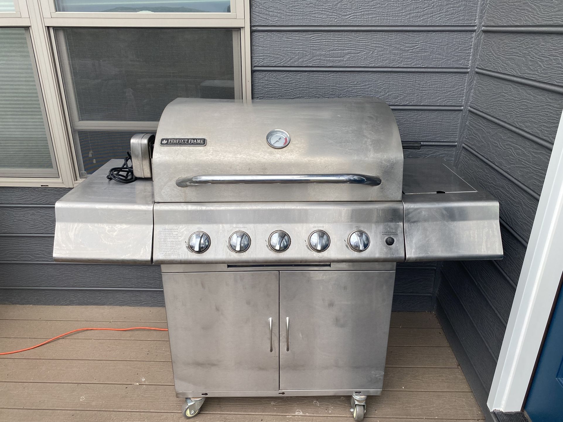 Large Five Burner Gas Grill and Charcole Smoker