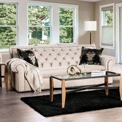 Beige/Gold Living Room Set (Sofa+Love Seat) - $2,021