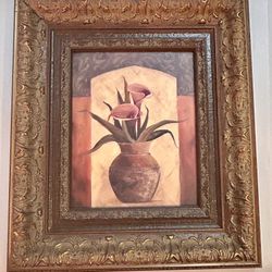 Vintage Floral Painting By Carol Robinson Nicely Framed