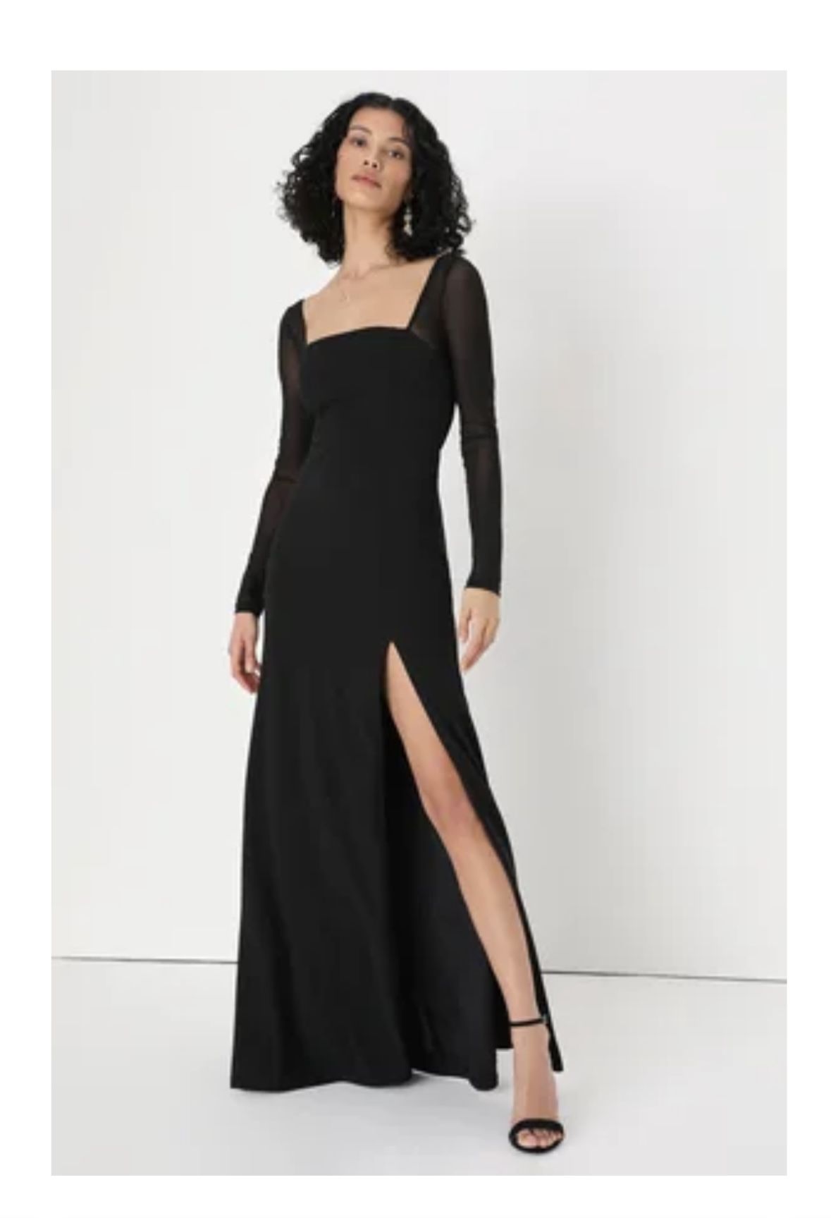 Lulus Perfectly Sensational Black Mesh Long Sleeve Maxi Dress