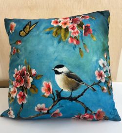Blue bird throw pillow cushion