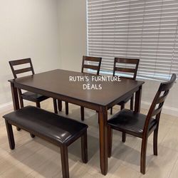 Elegant 6-Pc Dining Oak Table Set ✅ No Tax ✅