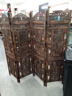 Wood room divider with bells