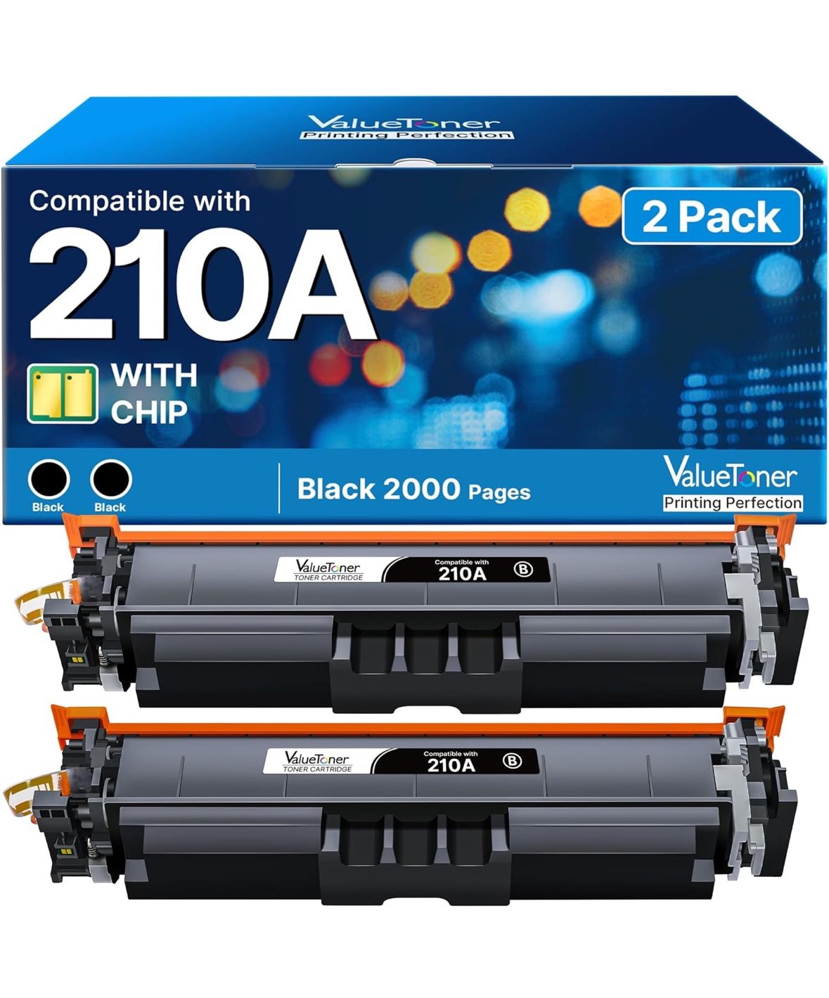 210A Black Toner Cartridges 2 Pack (with Chip)