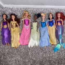 Mattel Disney 2009 Target Ulitmate Disney Princess Dolls - Jasmine, Belle, Aurora, Tiana, Cinderella, Snow White, Ariel