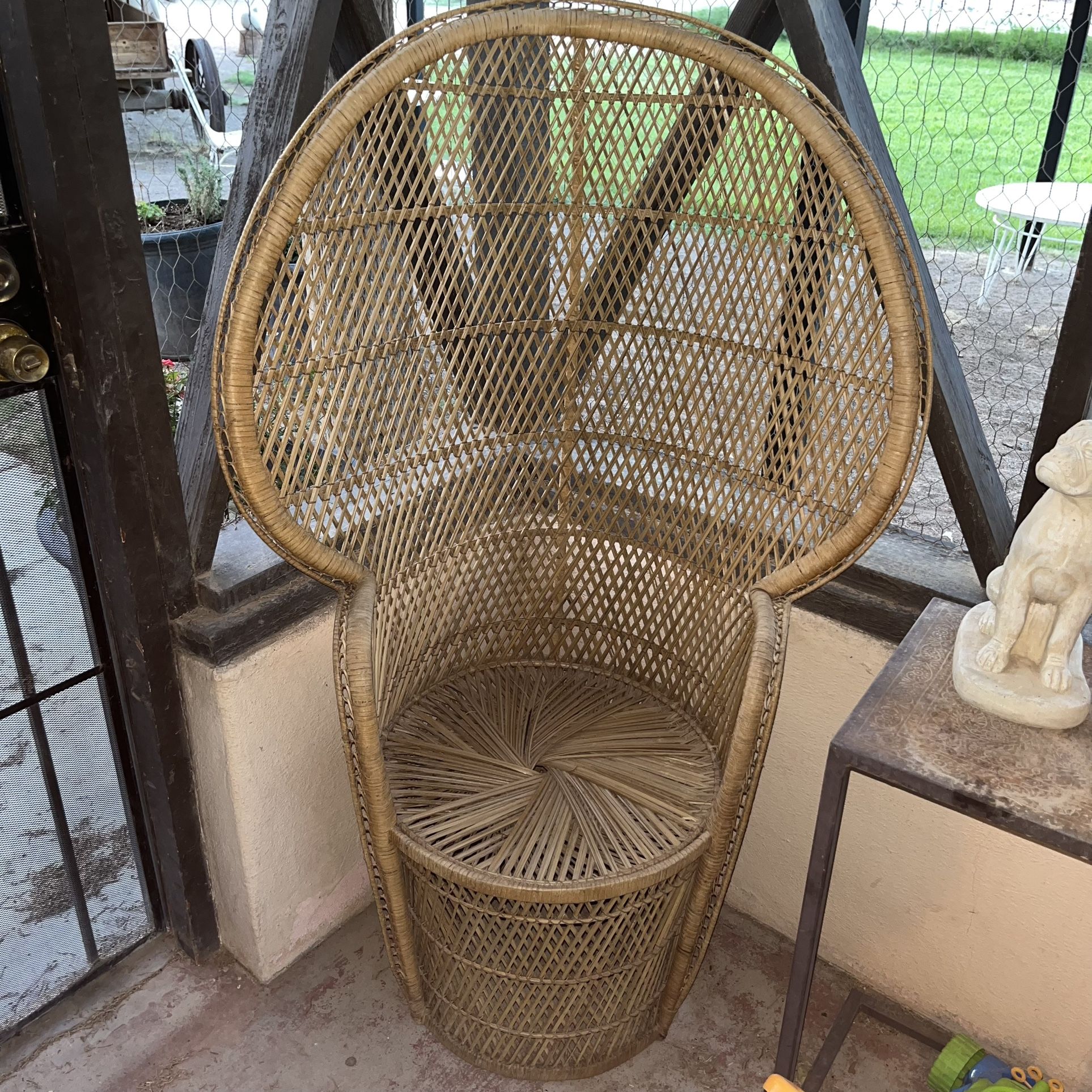 Peacock Chair Vintage 70s Rattan Wicker Outdoor Lounge