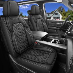 Car Seat Covers Custom Fit for Toyota Tacoma 2016-2023 Breathable Waterproof Faux Leather Protective Seat Cover with Pickup Truck (Black, Full Set)