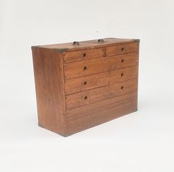 Vintage Mid Century 1950s Custom Made Pattern Maker Wooden Tool Box