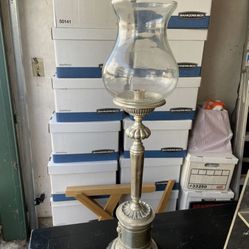 Antique Metal Candle Holder With Glass