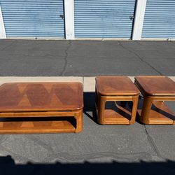 Solid Wood Living Room Coffee Table And Side Tables