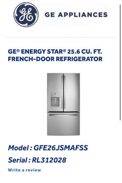 Works excellent GE® ENERGY STAR® 25.6 Cu. Ft. French-Door Refrigerator for Sale!  Excellent condition and works great. Spacious 25.6 cubic feet capaci