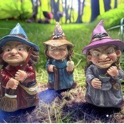 3pcs Halloween Magic Witch Sculpture Resin Craft