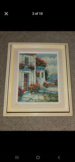 Framed Oil Painting Vintage Acrylic Painting Venice Canals Of Italy Floral Scenic 1900s Framed Artwork Signed By Joan Cornell 1 Of 1