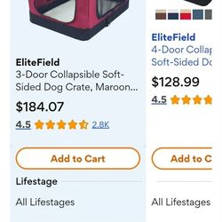 3 Door Soft Dog Collapsible Maroon Crate