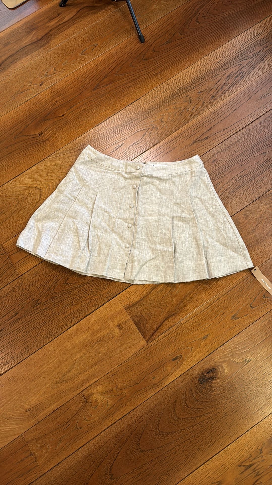 Reformation Carol Pleated Linen Mini Skirt