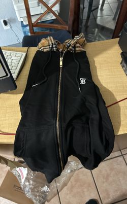 Black & Brown Burberry Zip Up Jacket