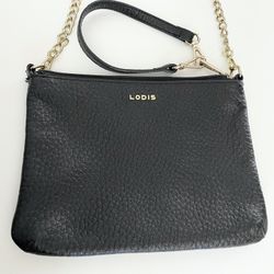 Lodis Black Leather Crossbody Bag 