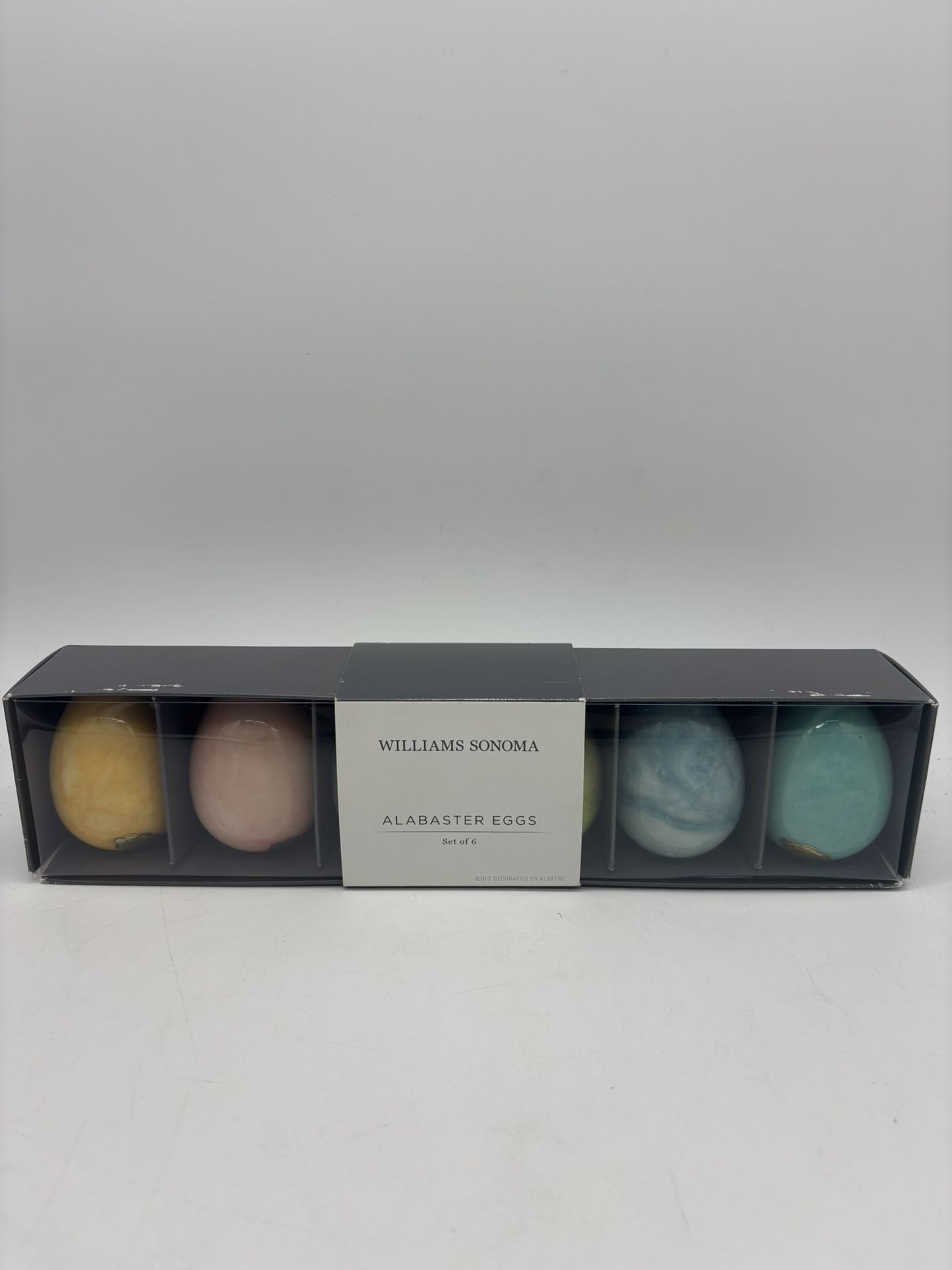 Williams Sonoma Decorative Carved Alabaster Eggs Set of 6 Italy