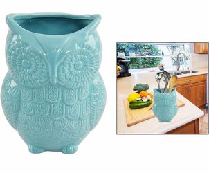 CERAMIC OWL UTENSIL HOLDER - KITCHEN ORGANIZER