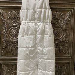 Brand New Women's Full Length White Puffy Vest sz S