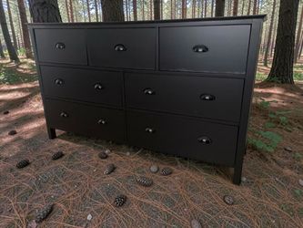 Bedroom Dresser Black Satin 7 Drawers 60x17x35 New