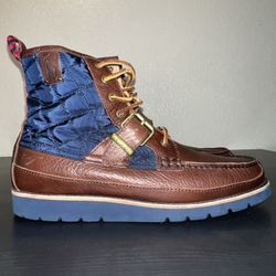 Navy Quilted & Brown Leather RALPH LAUREN Polo Saddleworth III Boots 10.5D