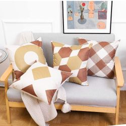 Veibcw Throw Pillow Covers, Modern, Set Of 4, Indoor/Outdoor, 20x20 Inches