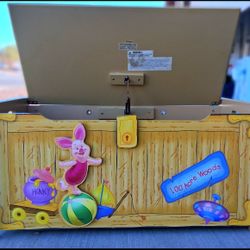 Winnie the Pooh Bear Storage Box
Toy chest 
Dimensions Approximate: 
29" 3/4 W x 14"1/2 T x 15" 5/8