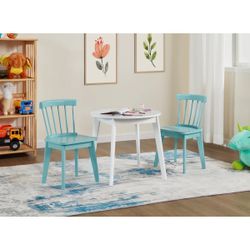 3-Piece Solid Rubber Wood Kids Table and Chairs Set