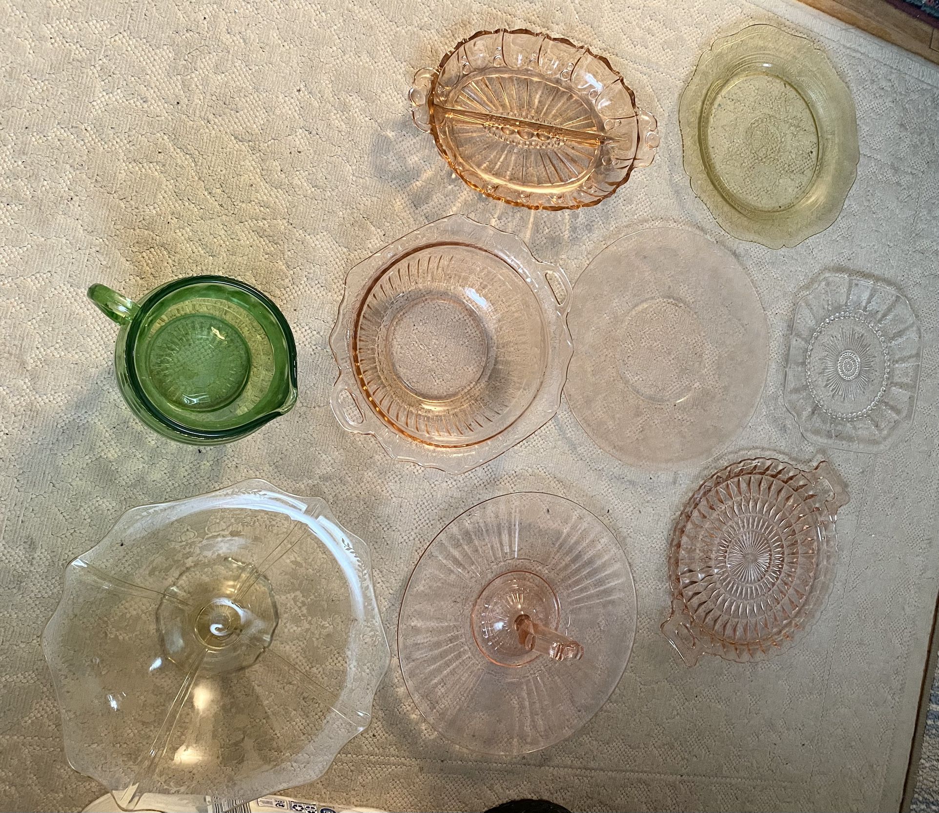 Antique Depression Glass - 9 Pieces