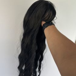 Brand New Long Black Synthetic Hair With Bangs 