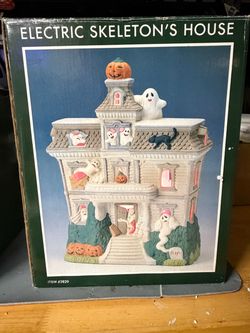 Electric Skeleton's House Halloween Village Figurine