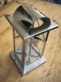 Silver/Metal And Glass Lantern Candleholder