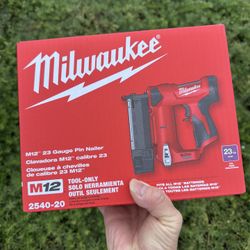 Milwaukee M12 23-Gauge Lithium-Ion Cordless Pin Nailer. Tool only BRAND NEW