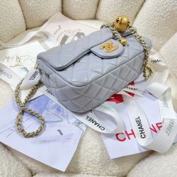  Grey gold ball chain shoulder strap Women's shoulder Crossbody Bags