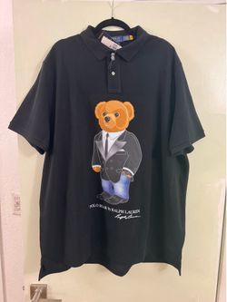 Mens Ralph Lauren CYO Polo Bear Black Classic Fit Polo, 2XL
