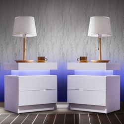 Gorgeous 2 LED White Nightstands - Guest Room Remodel