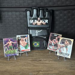 Johnny Walker Signed Glove + 4 Johnny Walker UFC Cards BUNDLE
