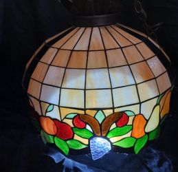 STAINED GLASS HANGING CEILING LAMP LIGHT LIGHTSHADE TIFFANY STYLE LARGE FRUIT KITCHEN REC ROOM