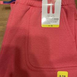 Mondetta Girls Boys Jogger Pink Coral Pants Pull-On Pockets Brushed Fleece