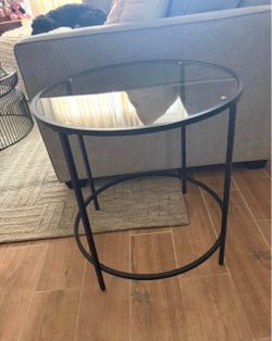 Round Glass Top Metal Side Table