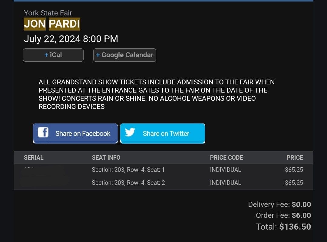 Jon Pardi Tickets For York FAIR