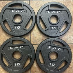 CAP Barbell Black Olympic Grip Plate Set 4 X 10